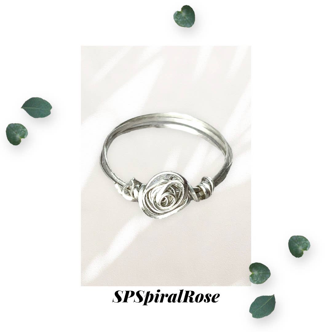 Spiral Rose Ring - Silver Plated - Size 5
